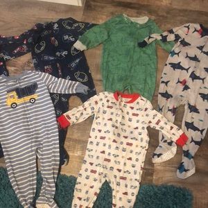 LOT of baby boy footie pajamas 18-24 month